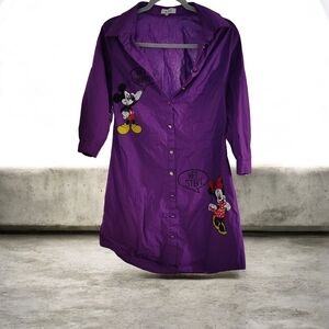 Purple Button Down Shirt with MICKEY & MINNIE Print MAGICAL CHARACTERS